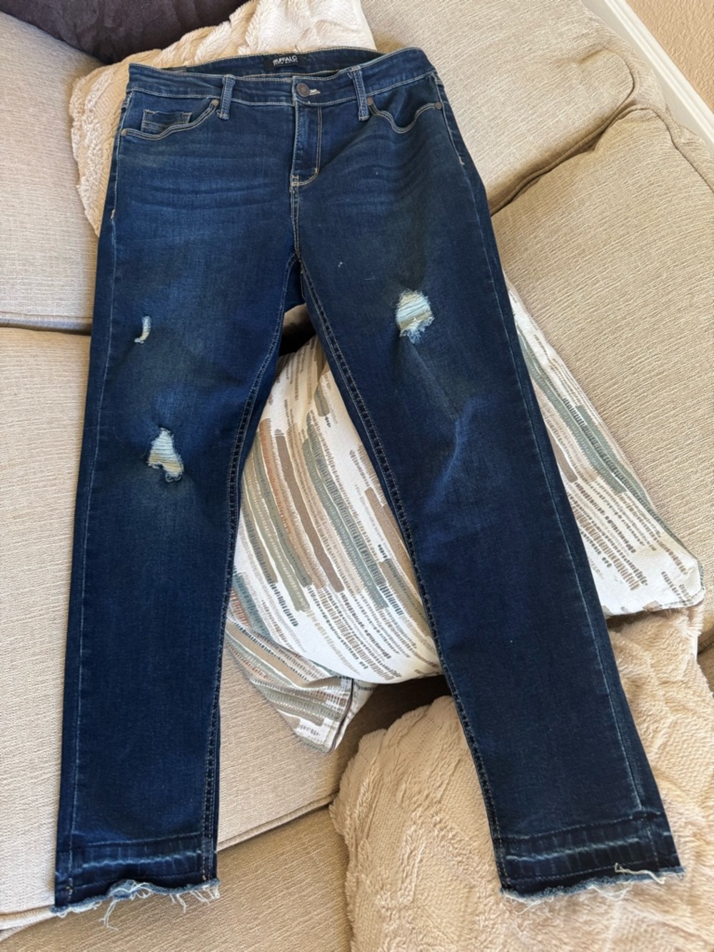 Buffalo Women's Dark Blue Distressed Skinny Jeans